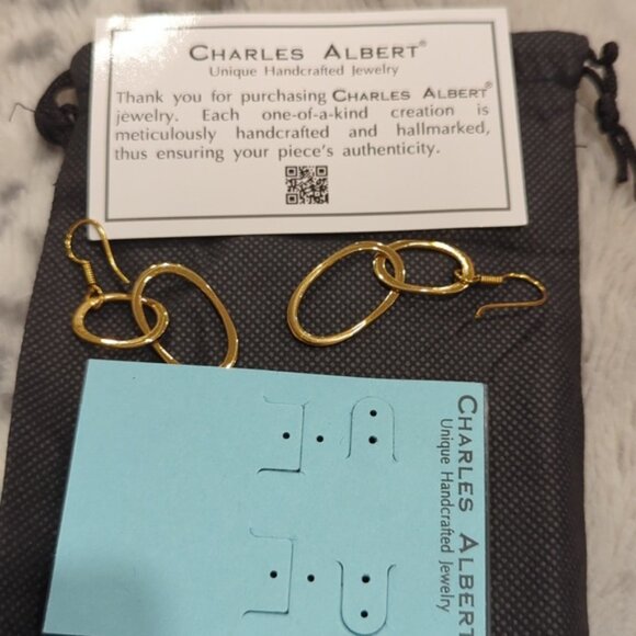NEW Charles Albert Alchemia chain link earrings gold color - Picture 3 of 3
